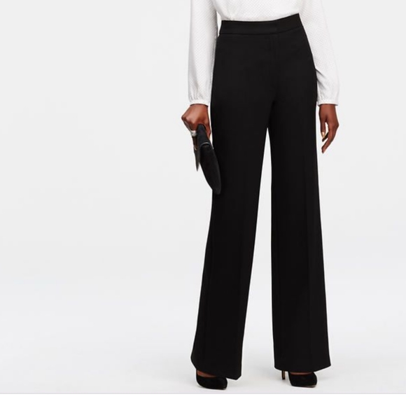 Ann Taylor Pants - Ann Taylor black wide leg high rise trousers 0